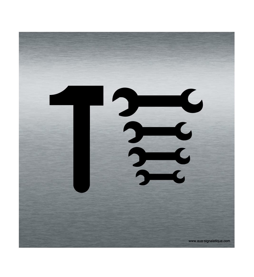 AUA SIGNALETIQUE - Plaque Alu Brossé Local Techniques - 130x130 mm