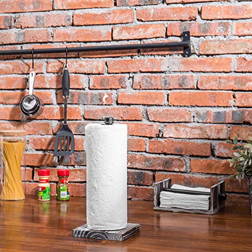MyGift Torched Wood and Industrial Metal Paper Towel and Napkin Holder
