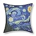 CaliTime Canvas Throw Pillow Cover Case for Couch Sofa Home Decoration Famous Picture Print 18 X 18 Inches Van Gogh Painting Starry Night