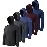 OAKVON 5 Pack Men's Lightweight Pullover Hooded Tees – Long Sleeve Sweatshirts for Gym, Running, Fishing