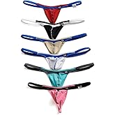 COMLIFE Men's Low Waist Ice Silk G-String Thongs Underwear Bulge Pouch T-Back Lingerie Thongs Underwear