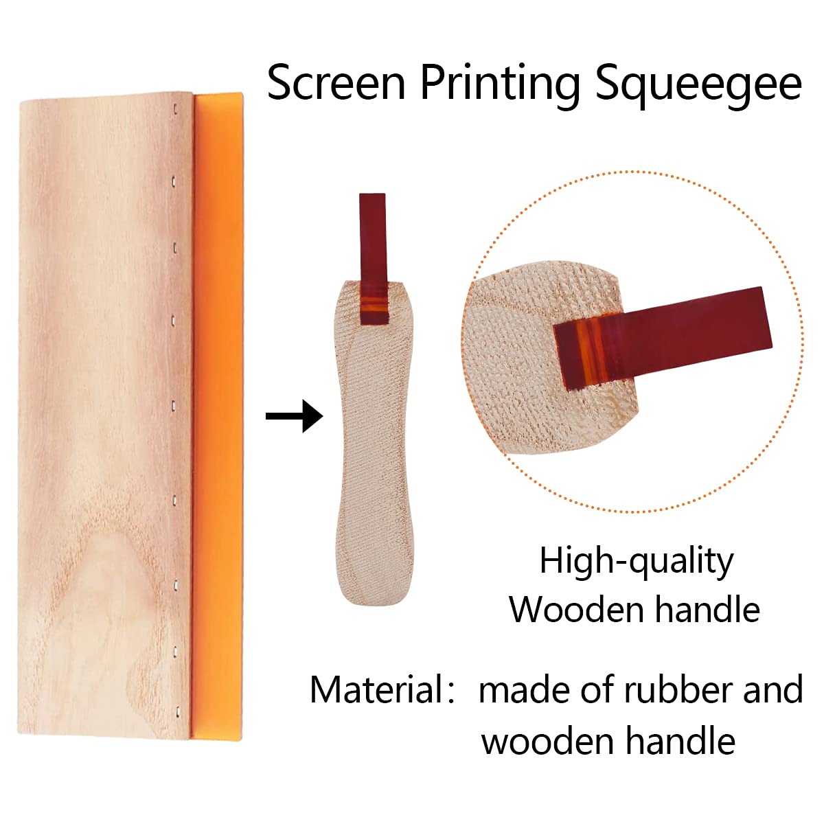Screen Printing Squeegee, 75 Durometer Wooden Scraper Rubberwood Silk Print, for Printmaking Print Ink Machine 11.8 inch