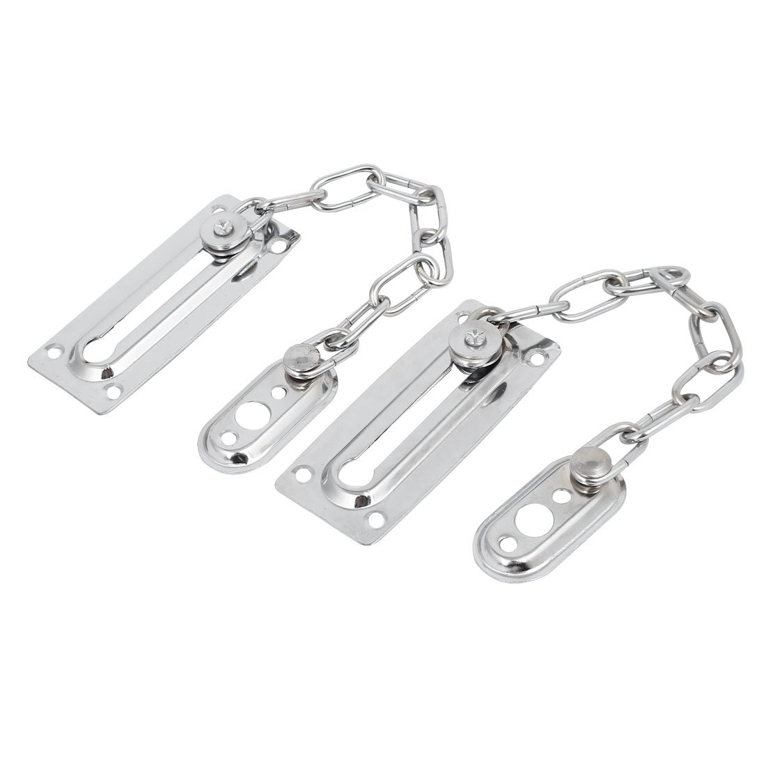 sourcingmap Home Door Gate Metal Safety Security Bolt Chain Lock Silver Tone 2pcs