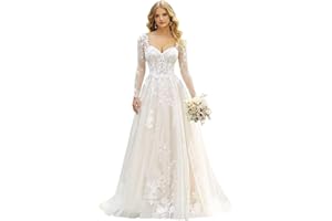 HEGABCH Wedding Dresses for Bride 2025 Lace Appliques Tulle Beach Bride Dress with Train He0199A