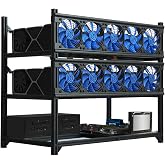 Kingwin Miner Rig Case Frame 12 GPU &ndash; Premium Stackable Aluminum Mining Rig Enclosure for Efficient Crypto Mining, Test Bench PC Case.