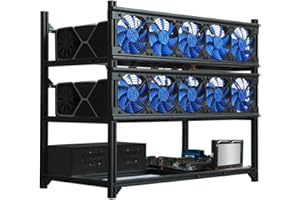 Kingwin Crypto Mining Rig Case Aluminum W/ 6, 8, or 12 GPU Mining Stackable Frame - Expert Crypto Mining Rack - Open Air Conv