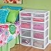 Sterilite 28958002 5 Drawer Tower, White Frame with Clear Drawers, 2-Pack