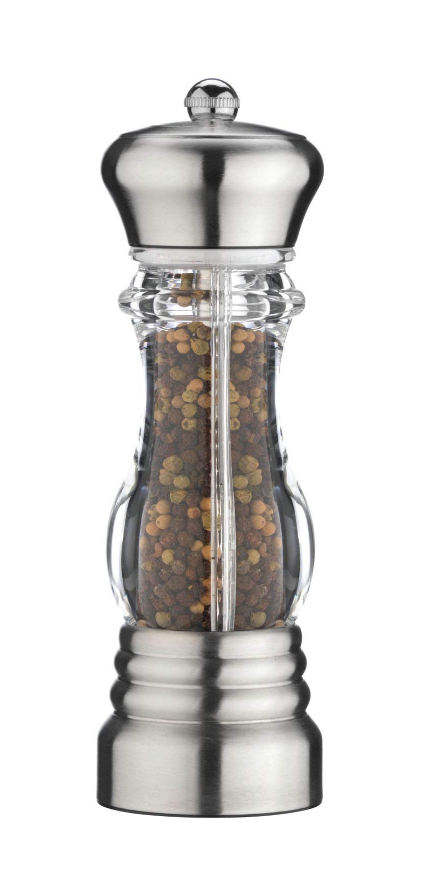 Gmill by Grunwerg Stainless Steel & Acrylic Single Pepper Mill, 17cm, Silver