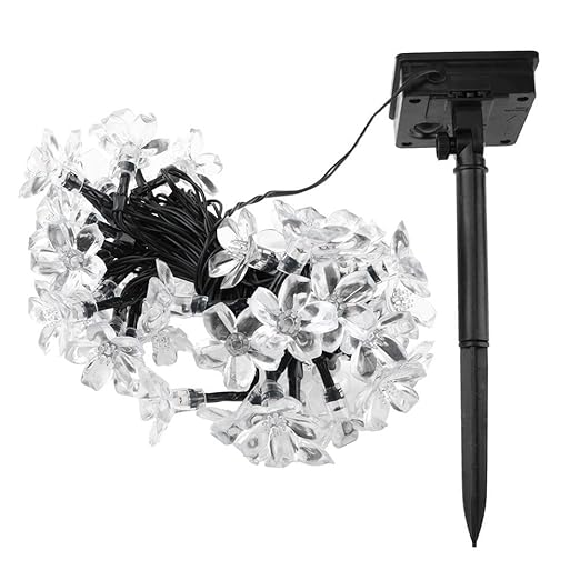 Innersetting 50LED 7m Waterproof Solar Lamp String Fairy Peach Flower Light Garden Decor