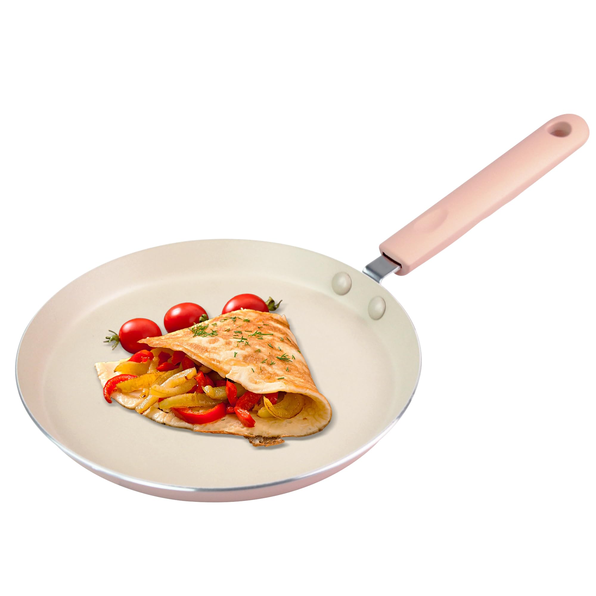 Photo 1 of LECOOKING Crepe Pan, Dosa Pan, 8.7 inch Nonstick Crepe Pan, Dosa Tawa Tortilla Pan, Induction Compatible (Light Pink)