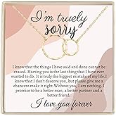 IPINK-I'm Sorry Gifts For Her, Apology Gifts For Her, I Love You I'm Sorry Gift, Giant Sorry Forgiveness Necklace with Message Card and Gift Box