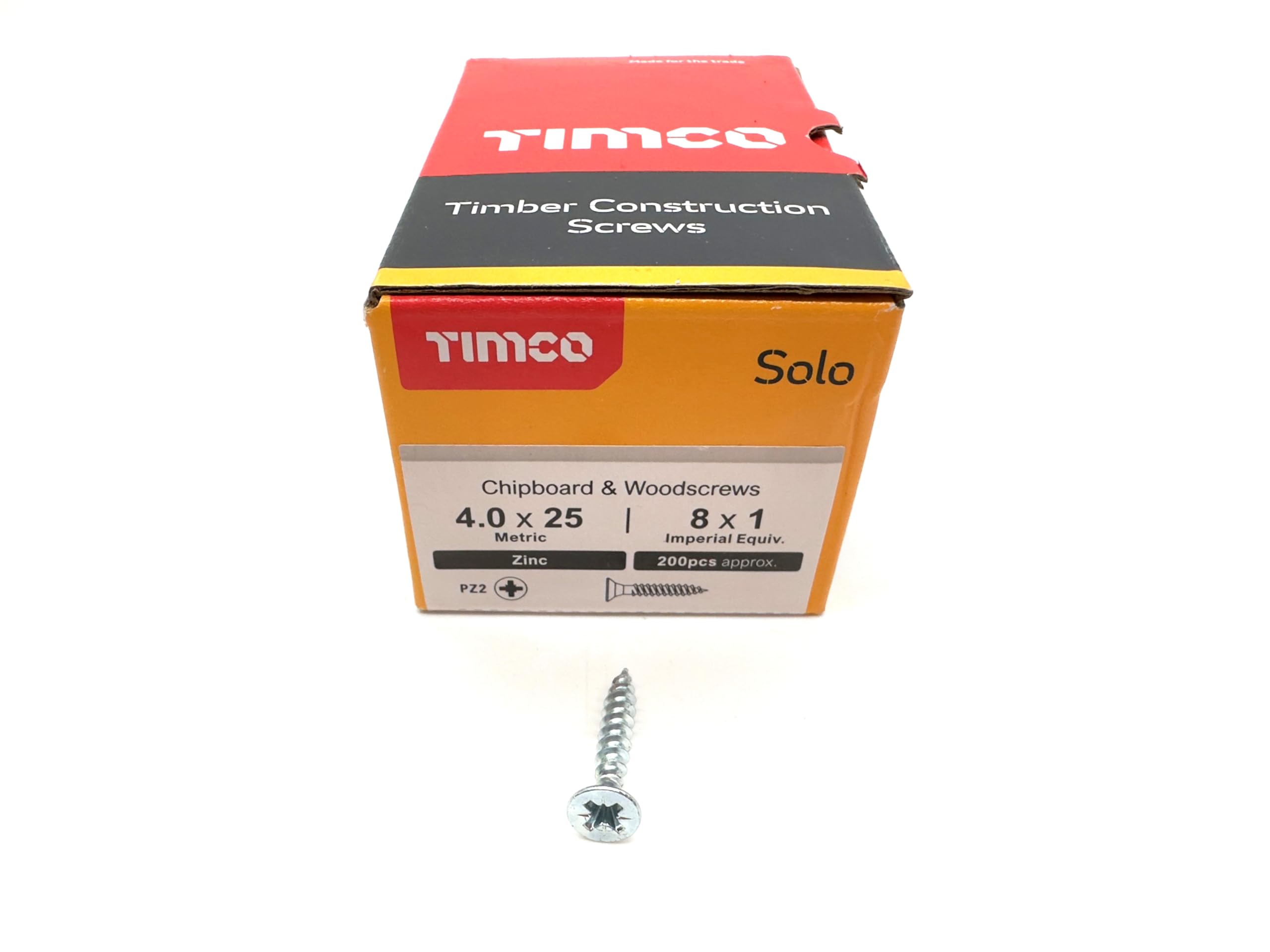 200 Pcs Silver Wood Screws Double Countersunk General Purpose (4mm x 25mm)