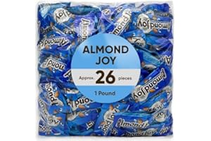 CHAIN & JO SWEETS Almond Joy Milk Chocolate Coconut & Almond - Snack Size 1 Pound Approx 26 Pieces - Gluten Free Milk Chocolate Coconut & Almond, - Individually Wrapped Bulk Candy Chocolate Candy- Groceries Snacks for Adults and Kids, Candy for Office, Holiday Chocolate with Coconut Filling - Design May Vary