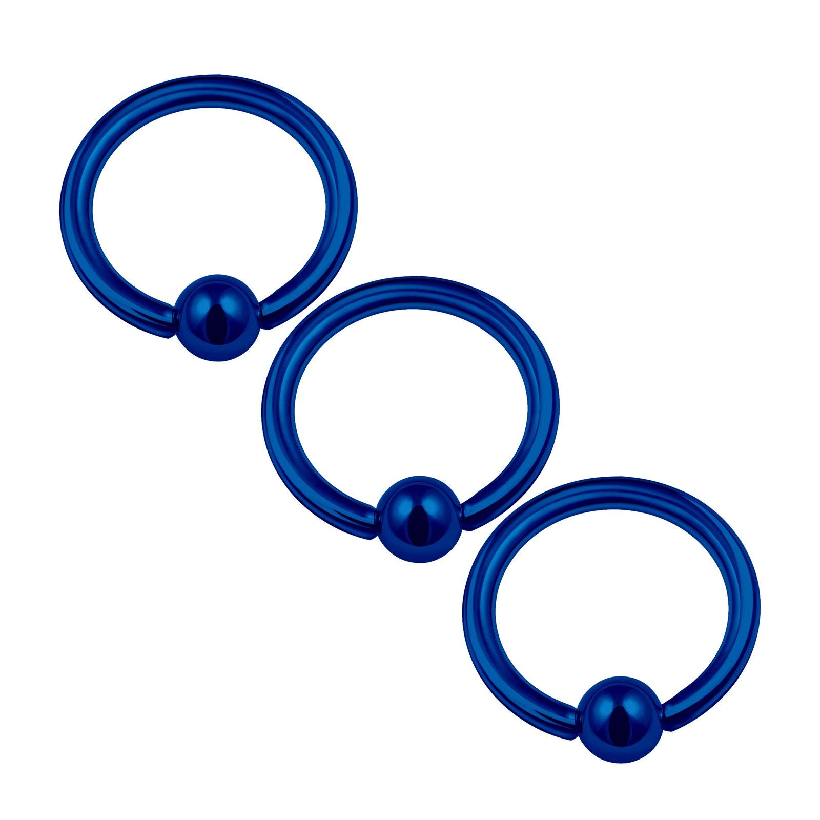 KJM FASHION 3PCS Surgical Steel Dark Blue BCR Hoop 16 gauge 5/16 8mm 3mm Ball Spider Bite Daith Earrings Eyebrow Piercing Jewellery 0813