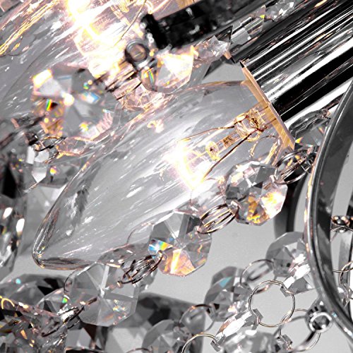 LOCOÂ Chrome Finish Crystal Chandelier with 3 Lights, Mini Style Flush Mount Ceiling Light Fixture for Study Room/Office, Dining Room, Bedroom, Living Room