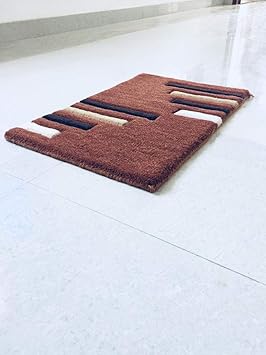 Paradise Carpet Creation Geometric Modern Carpet (Brown, Acrylic, 1.3 X 1.11 Feet)