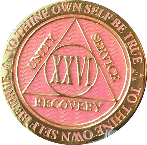 Recoverychip 26 Year AA Medallion Reflex Pink Gold Plated Chip
