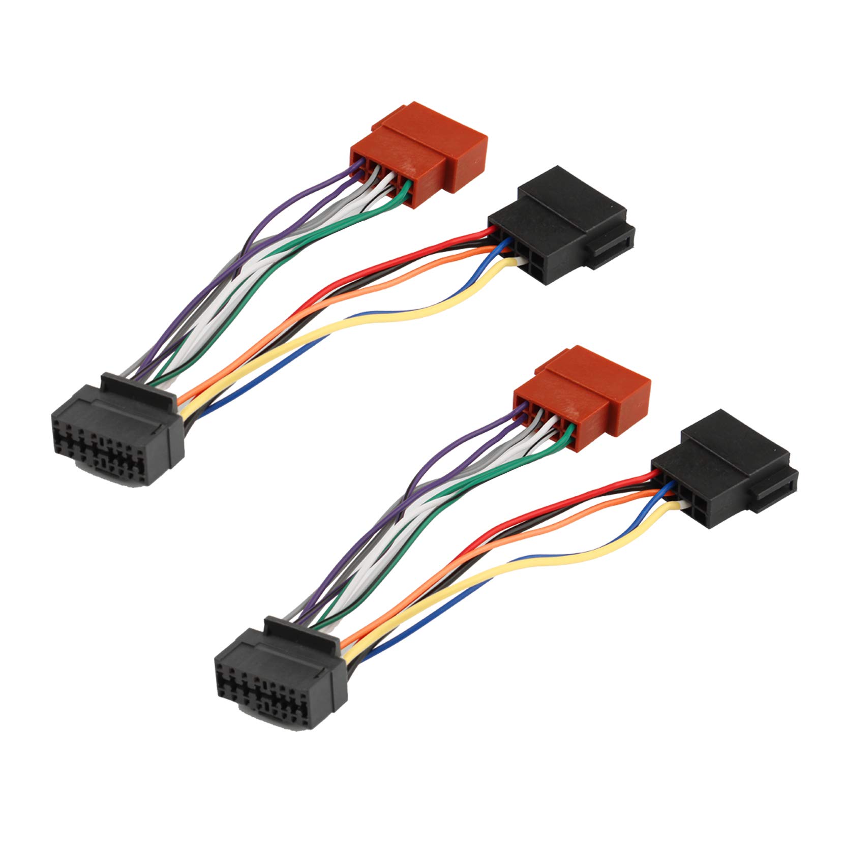 Futheda 2Pcs ISO Harness Car Audio Plug Connector Compatible with 16 Pin DIN ISO female ISO Head-unit Cable Car Radio Stereo Cable Wire Harness Plug Adapter