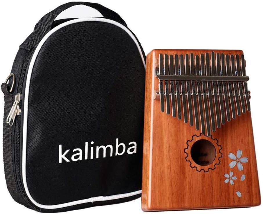 17-key Kalimba Anti-rust Thumb Piano Christmas Pattern Design Delicate Musical Instrument Traditional Musician Christmas Gift, Cherry blossoms