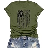 LuxLass 4th of July Shirts Women USA Patriotic T-Shirt American Flag Tee Tops