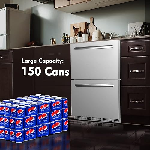 HCK 24 inch Indoor Outdoor Undercounter Drawer Fridge Cooler