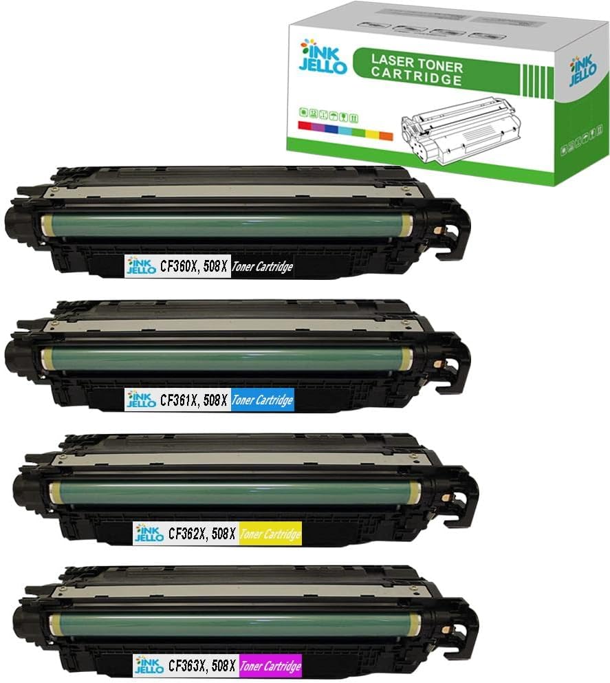 InkJello Toner 4-Pack Black Cyan Magenta Yellow for HP LaserJet M552dn M553 MFP