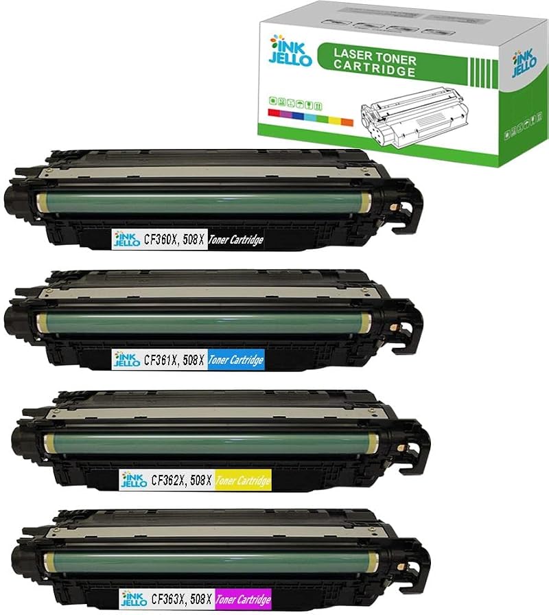 InkJello Toner 4-Pack Black Cyan Magenta Yellow for HP LaserJet M552dn M553 MFP