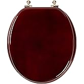 Toilet Seat, Solid Wood, Rubber Wood, High Gloss Finish, Mahogany Red, PIKLiDS (Round)