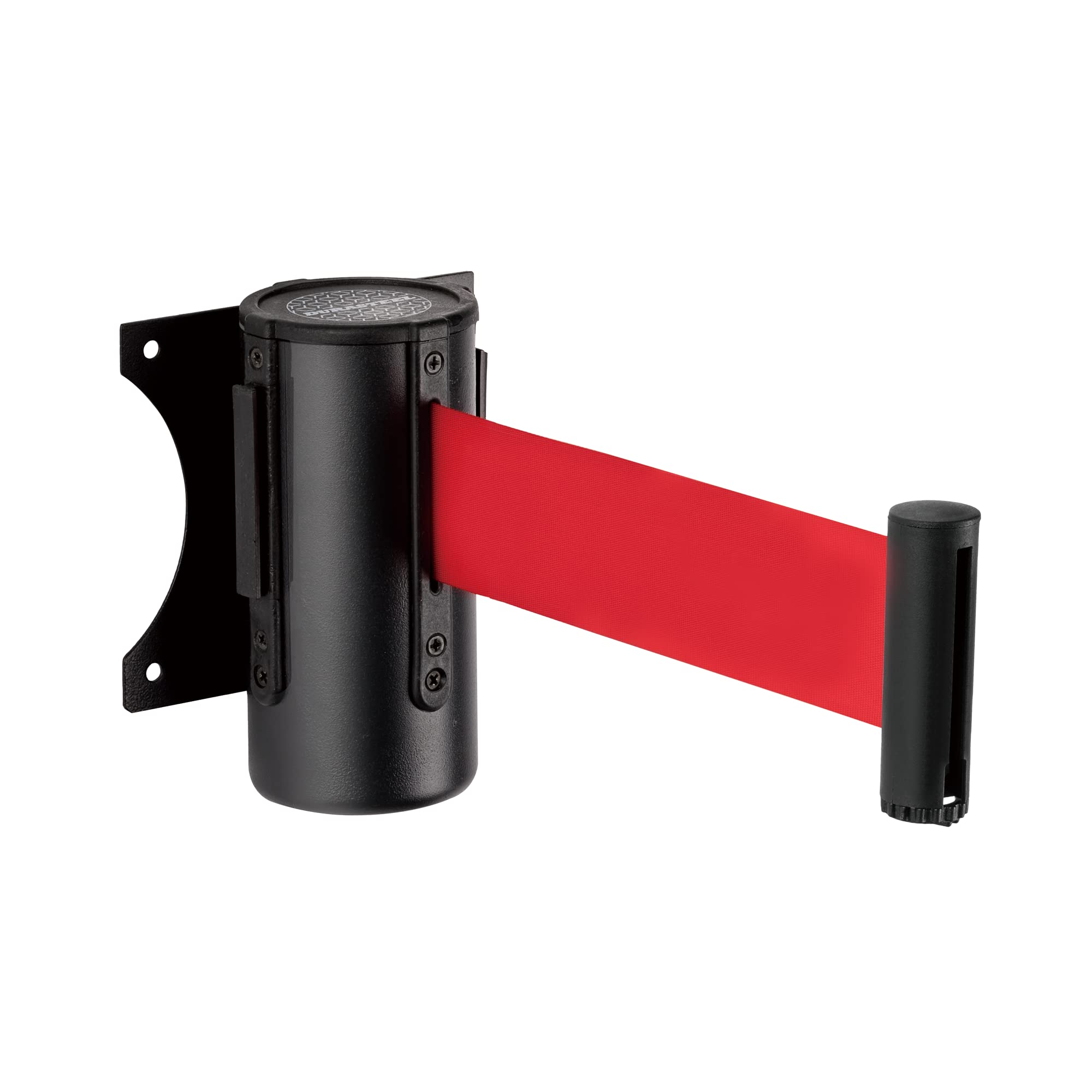 DuraSteel Wall Mount Retractable Belt Barrier – 9.2 Ft Red Safety Belt in Sturdy Black Casing – Guardian 1.0 Indoor & Outdoor Do Not Enter Caution Tape for Effective Wall Control Ropes, Line Dividers
