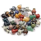 Zotoone 8pcs Natural Stone Pendant Rose Quartzs Agate Unakite Mushroom Shape Charms For Making DIY Jewelry Necklace Bracelet Size 20×15mm