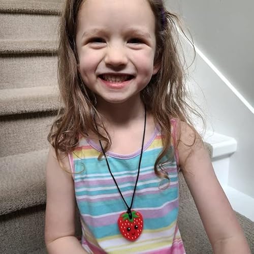 Munchables Strawberry Chew Necklace for Children, Adults and Teens