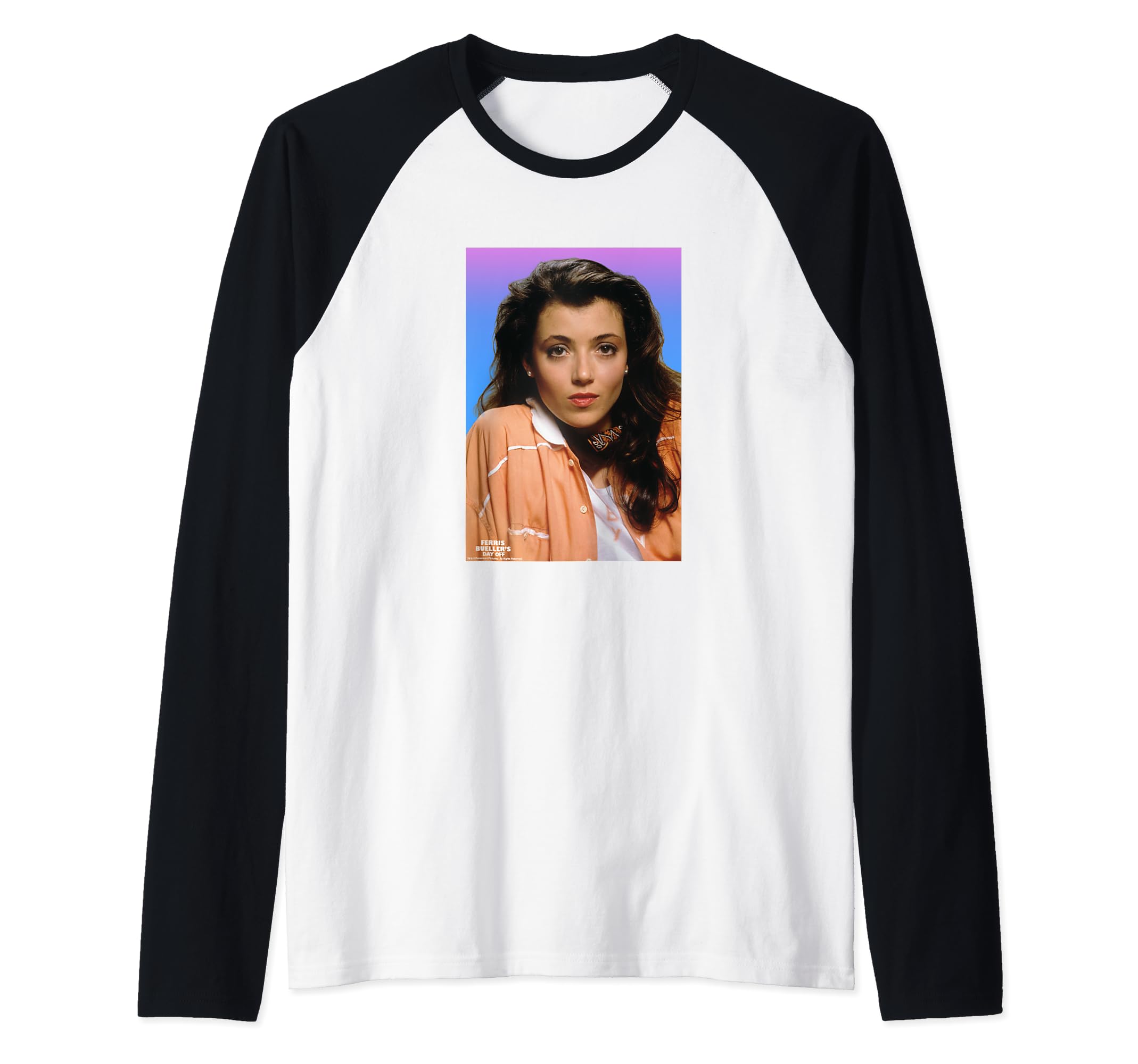 Ferris Bueller Sloane Photoreal Portrait Raglan Baseball Tee