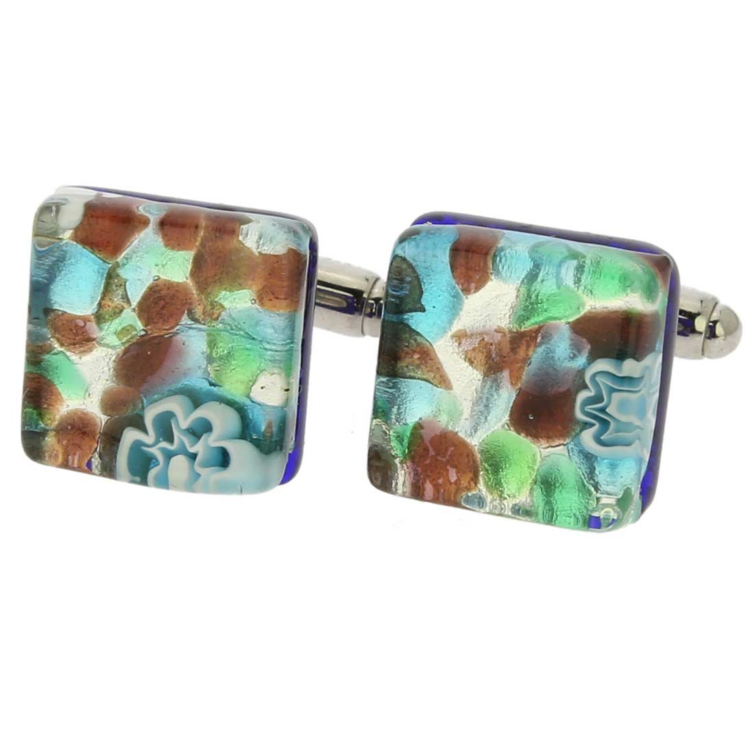 Glass Of Venice Murano Glass Venetian Classic Square Cufflinks - Silver Meadow