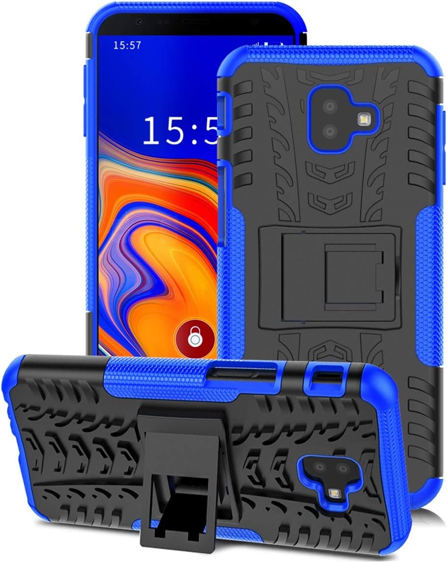 Numy Samsung Galaxy J6 Plus Case,Galaxy J4 Plus/J4 Prime/J4 Core Case,Dual Layer Shockproof,Highly Protective w Kickstand Hard PC & Soft TPU Phone Case,Attractive Tire Appearance-Blue
