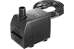 Knifel Submersible Pump 200GPH with AUTO-Shut-Off 5.2ft High Lift for Fountains, Hydroponics, Ponds, Aquariums & More