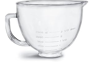 Kltchonald Tilt-Head Stand Mixer Glass Bowl, 5 QT,Compatible with Kitchenaid Artisan 5KSM125, 5KSM150, 5KSM175, 5KSM7580, KSM150, RRK150,K45, K45SS, KSM75, KSM90, KSM95