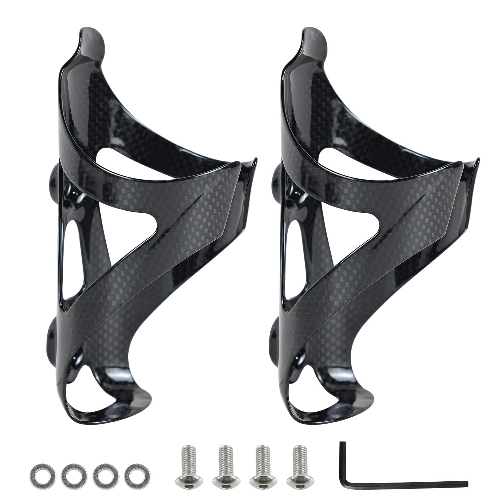 ROADNADO 2 Pack Carbon Bike Bottle Cages Ultralight only 28g Water Bottle Holder Carbon Fiber Bicycle Drink Holder Durable Cup Holder for Road Bike Mountain Bike for 72-74 mm Bottle (Classic Glossy)