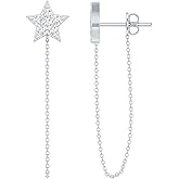 Certified Moissanite Star Chain Earrings in Silver, D-Vs1 Quality, Moissanite Chain Earrings - Gift For Special Occasions