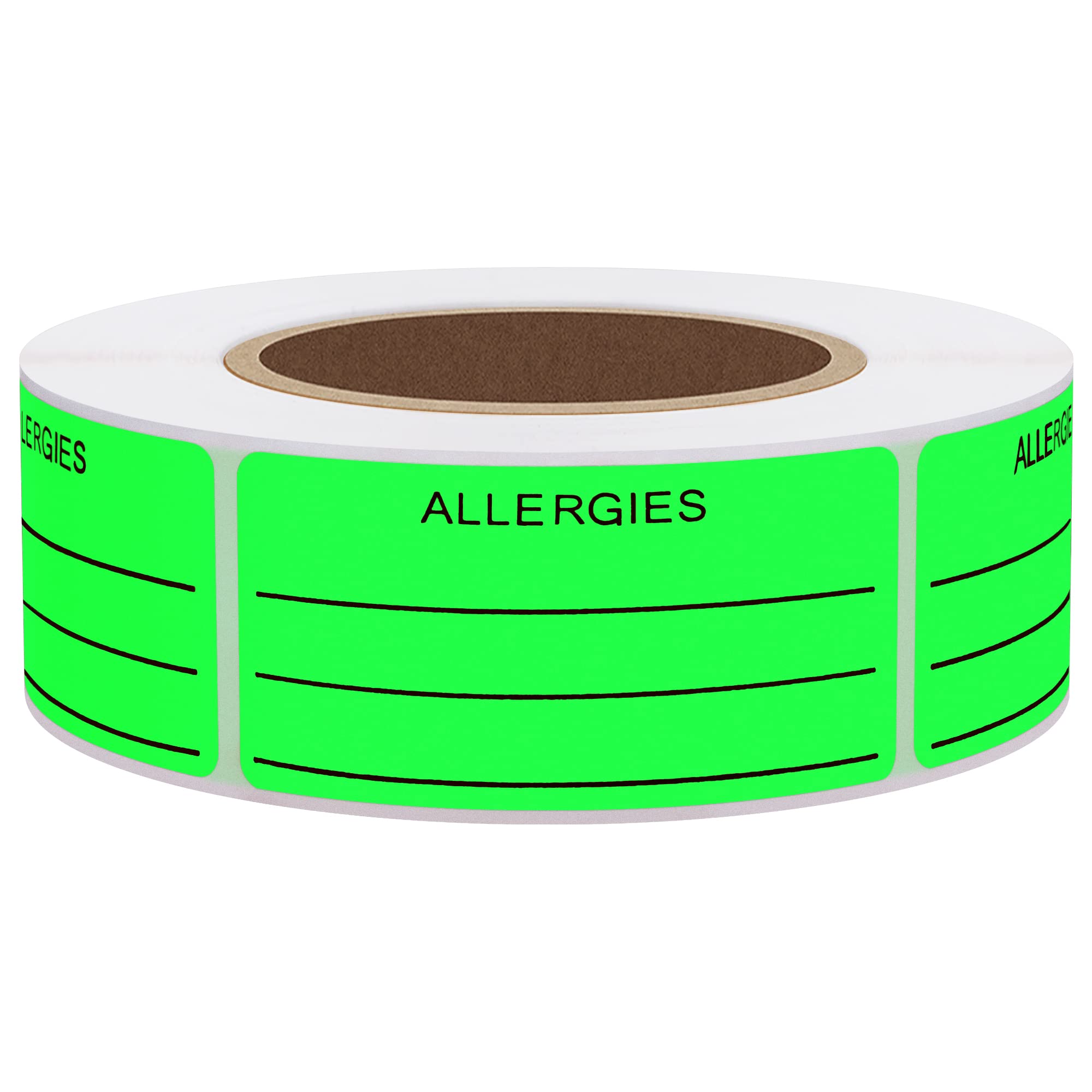 Hylabelest Allergies Sticker Fluorescent Allergy Stickers 1"x2" Write on Warning Label Total 500 Per Roll (Fluorescent Green)