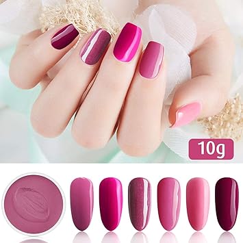 6 Box Set Fine Dipping Powder Rose Pink Colors No Need Lamp Cure