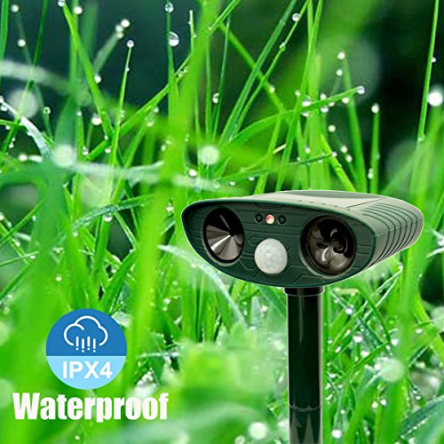 ZOVENCHI Ultrasonic Animal Repeller, Solar Powered repellent with Motion Sensor Ultrasonic and Red Flashing lights Outdoor Waterproof Farm Garden Yard repellent, Cats, Dogs, Foxes, Birds, Skunks, rod - Thumbnail 6