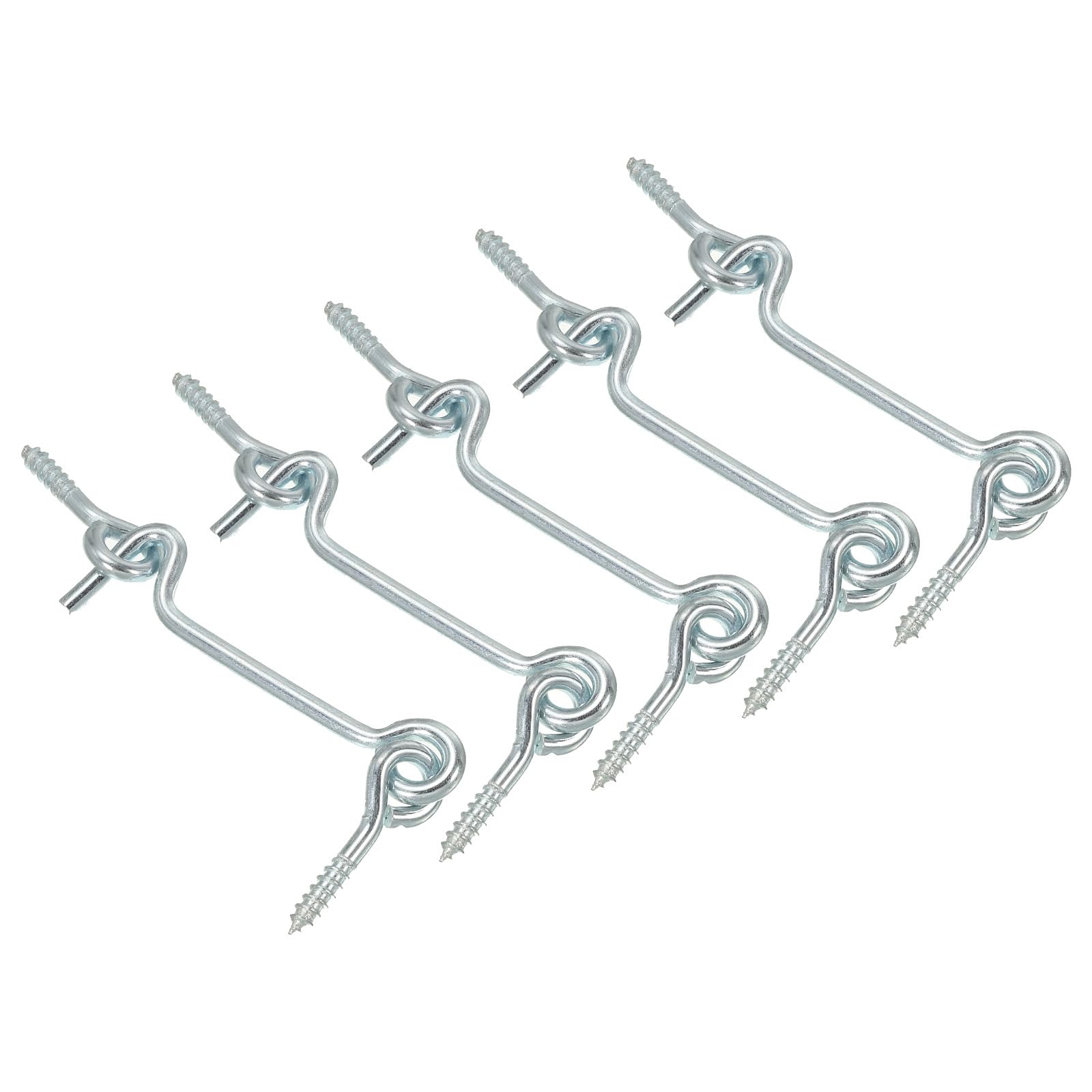 PATIKIL 2.5 Inch Barn Door Latch, 5 Pack Carbon Steel Window Sliding Door Cabin Hook Eye Latch Lock with Mounting Screws for Gate Barn Door, Silver Tone