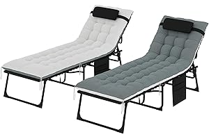 Outsunny Chaise Lounge Chair Outdoor Set of 2, 5-Position Adjustable Outdoor Pool Lounge Chairs, Folding Tanning Chair Beach 