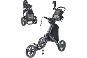 FLAGTAG Golf Push Cart 3 Wheel,Foldable Golf Push Cart,Golf Bag Cart with Foot Brake,Umbrella Holder, Cup Holder, Storage Compartment