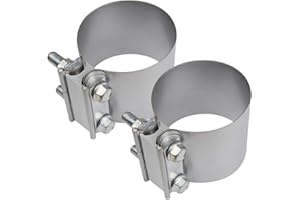 Roadformer 3" Butt Joint Exhaust Clamp - Aluminized Steel for 3 inch OD exhaust pipes, muffler ends and exhaust system connection with leak free (2 Pack)