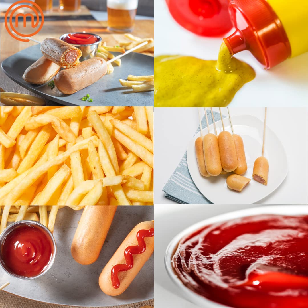 MasterChef Corn Dog Maker w 50 Skewers- Electric Nonstick Kitchen Baker & Recipe Guide- Fryer Machine Makes Hot Dogs, Cheese Mozzarella Sticks, Cake Pops, BBQ, Mini Carnival Food, Fun Christmas Gift