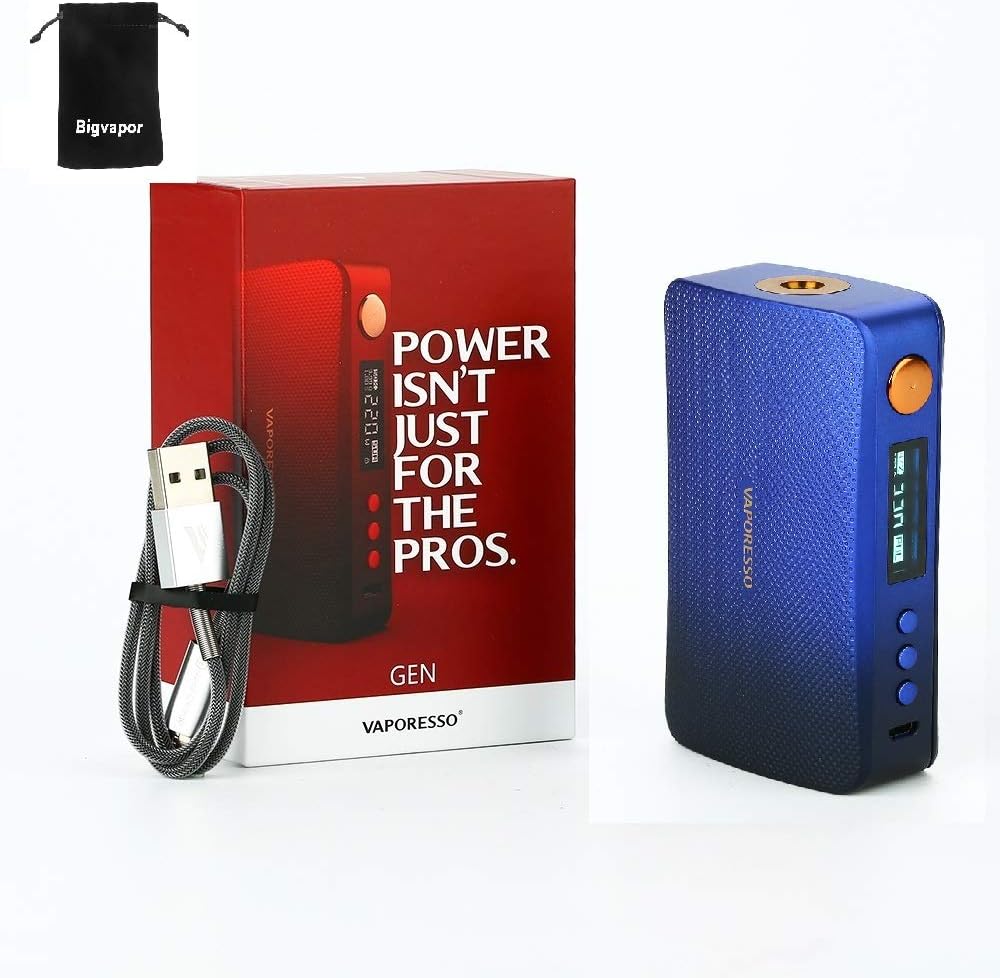 E Cigarette Vaporesso GEN S 220W TC Box MOD with 0.91' OLED Screen Power ECO Mode DIY Mode no Nicotine (Blue)