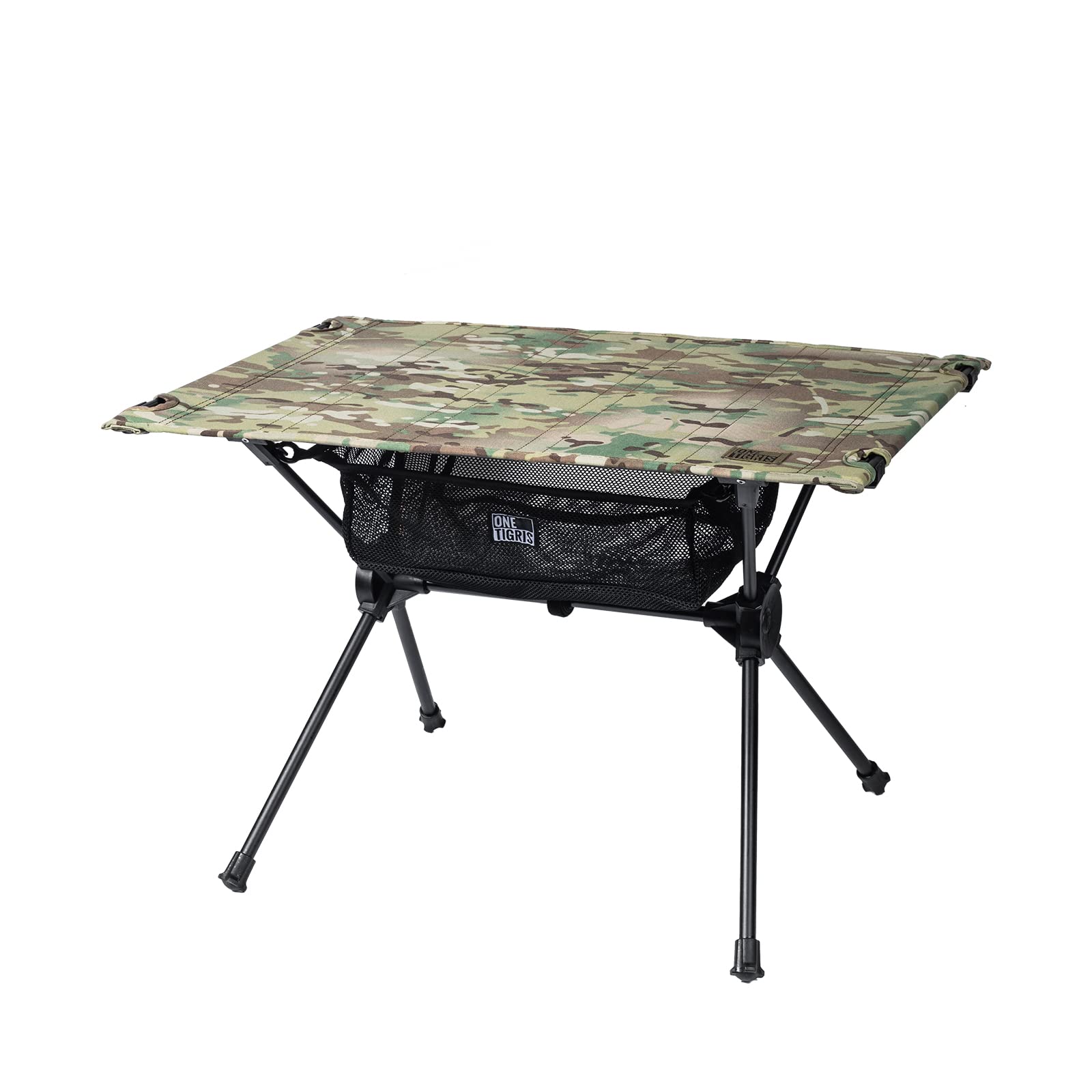 OneTigris WORKTOP Folding Table, Portable Camping Table with Mesh Storage Organizer and Carry Bag for Indoor and Outdoor, Hiking, Backpacking, Picnic, Partio, BBQ, Travel, Fishing (Multicam)