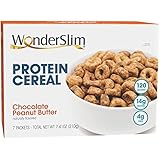 WonderSlim Protein Cereal, Chocolate Peanut Butter - Low Calorie, 14g Protein, 4g Fiber (7ct)