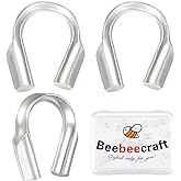 Beebeecraft 40Pcs 925 Sterling Silver Wire Guardian U Shape Wire Guard Loops 0.6mm Thread Protector for Jewelry Making Earring Bracelet Necklaces